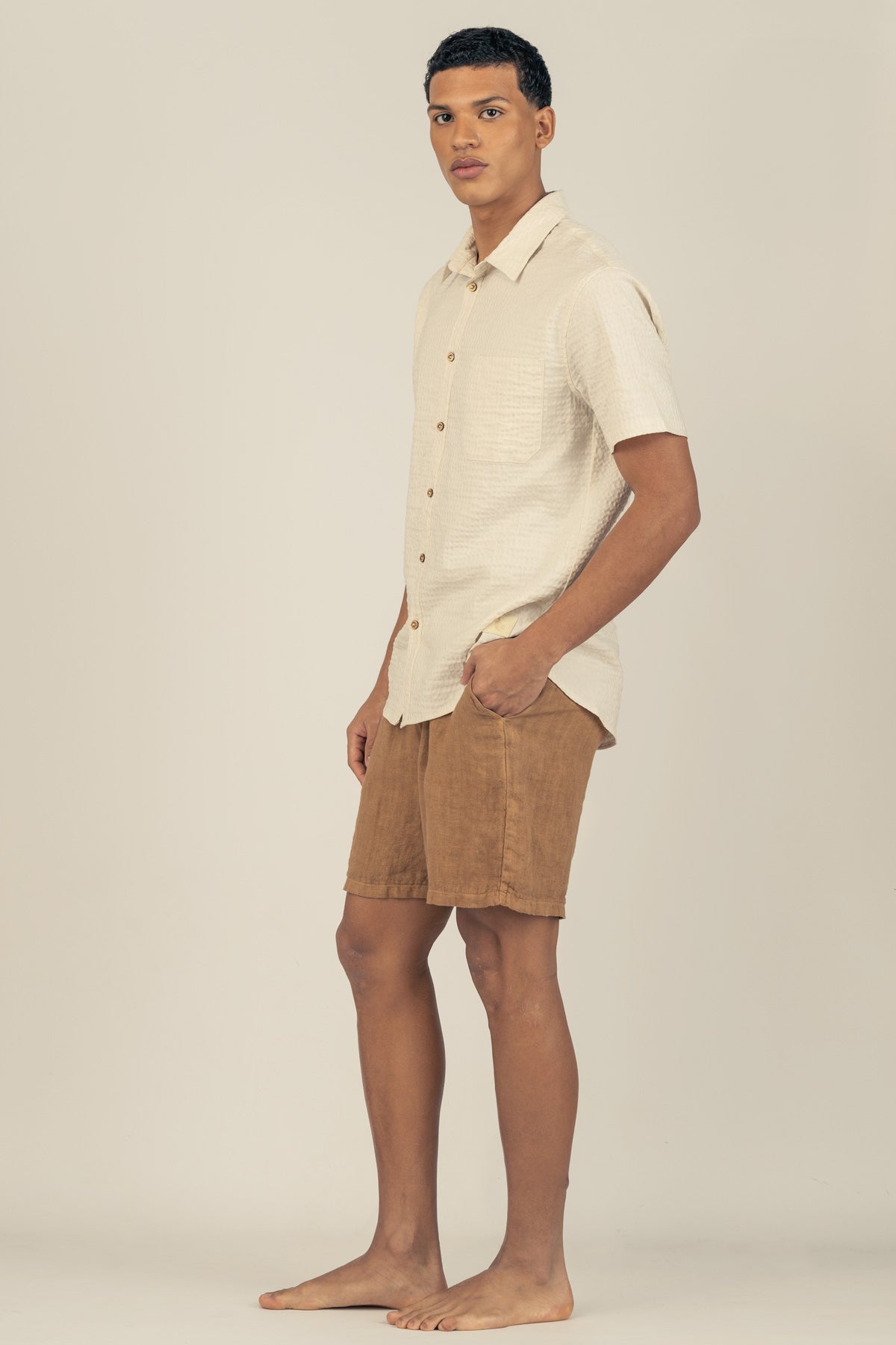 Premium Linen Shorts in Tobacco