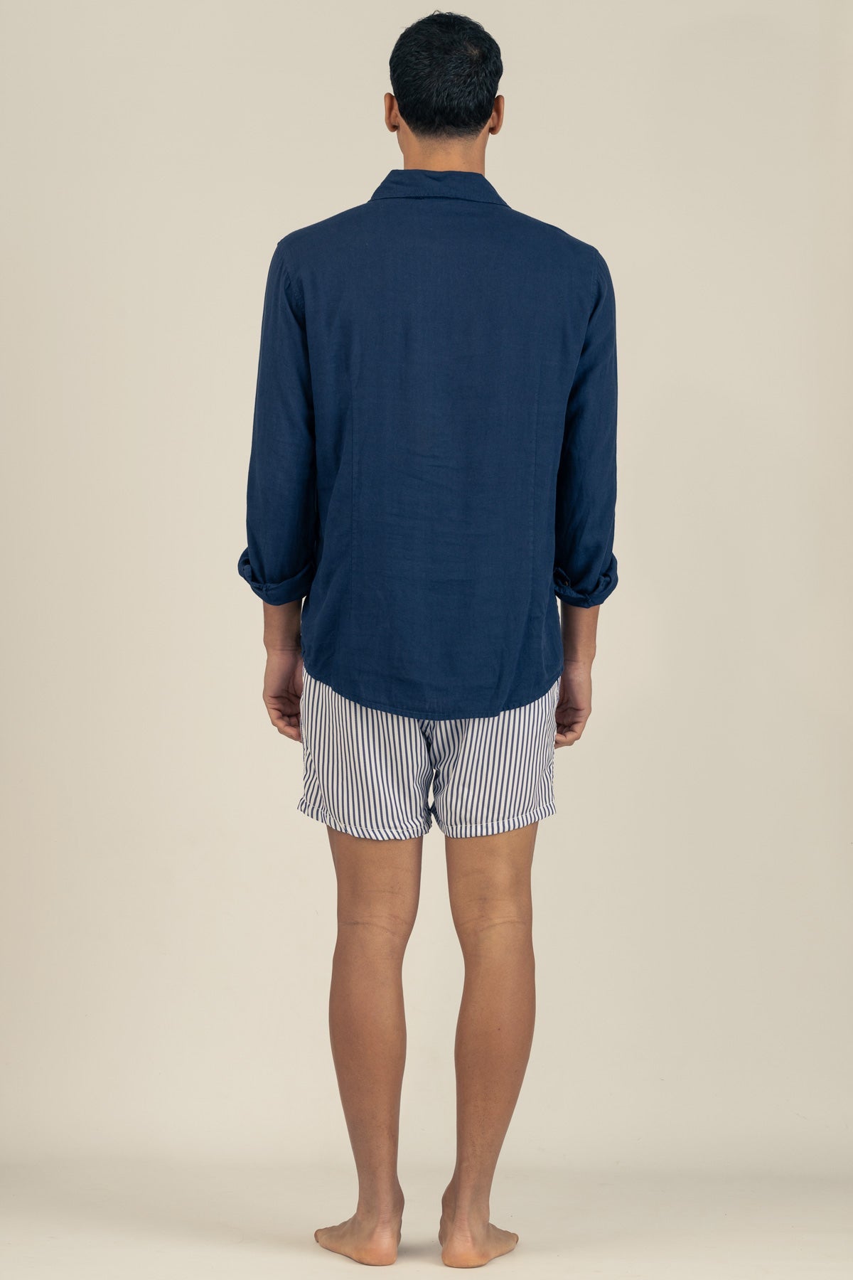 Long Sleeve Linen Cotton Shirt in Oceano