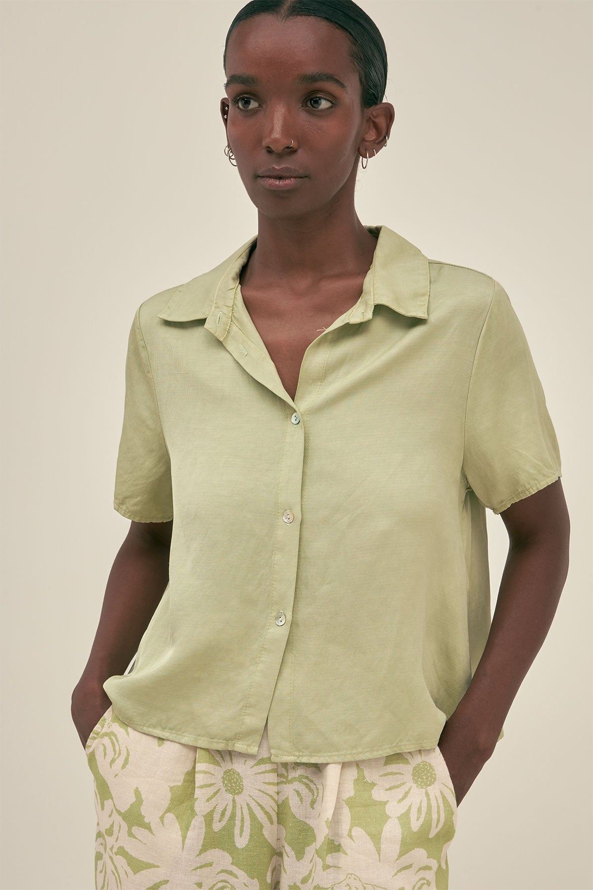 Camisa Manga Corta Pistacchio - Polonio