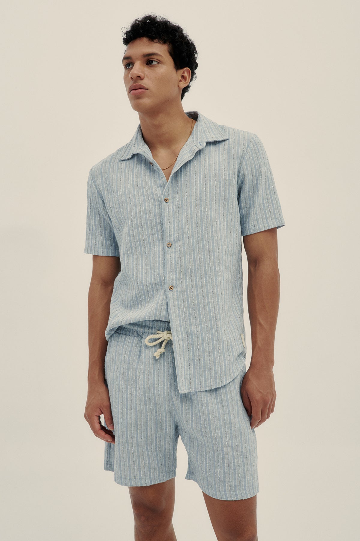 Camisa Manga Corta Tonal Azul - Polonio