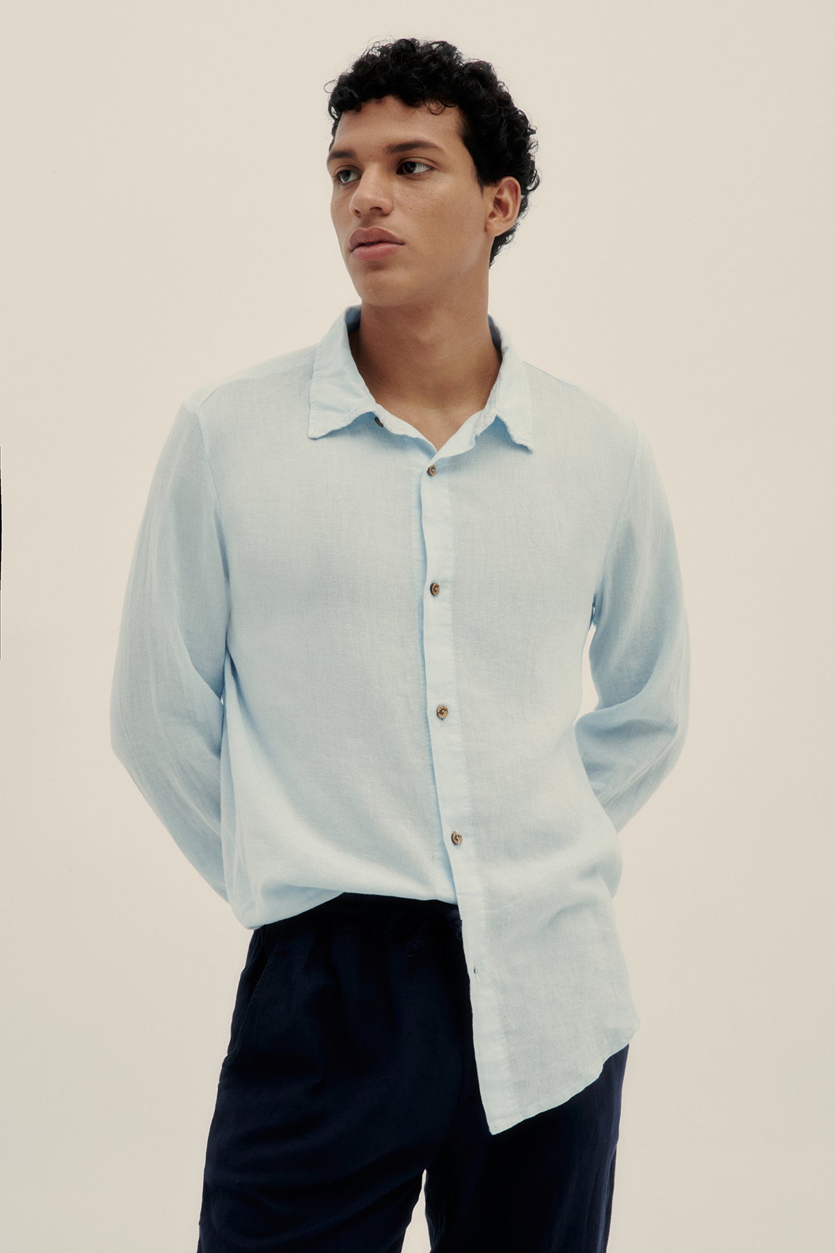 Camisa Manga Larga de Lino Cielo - Polonio