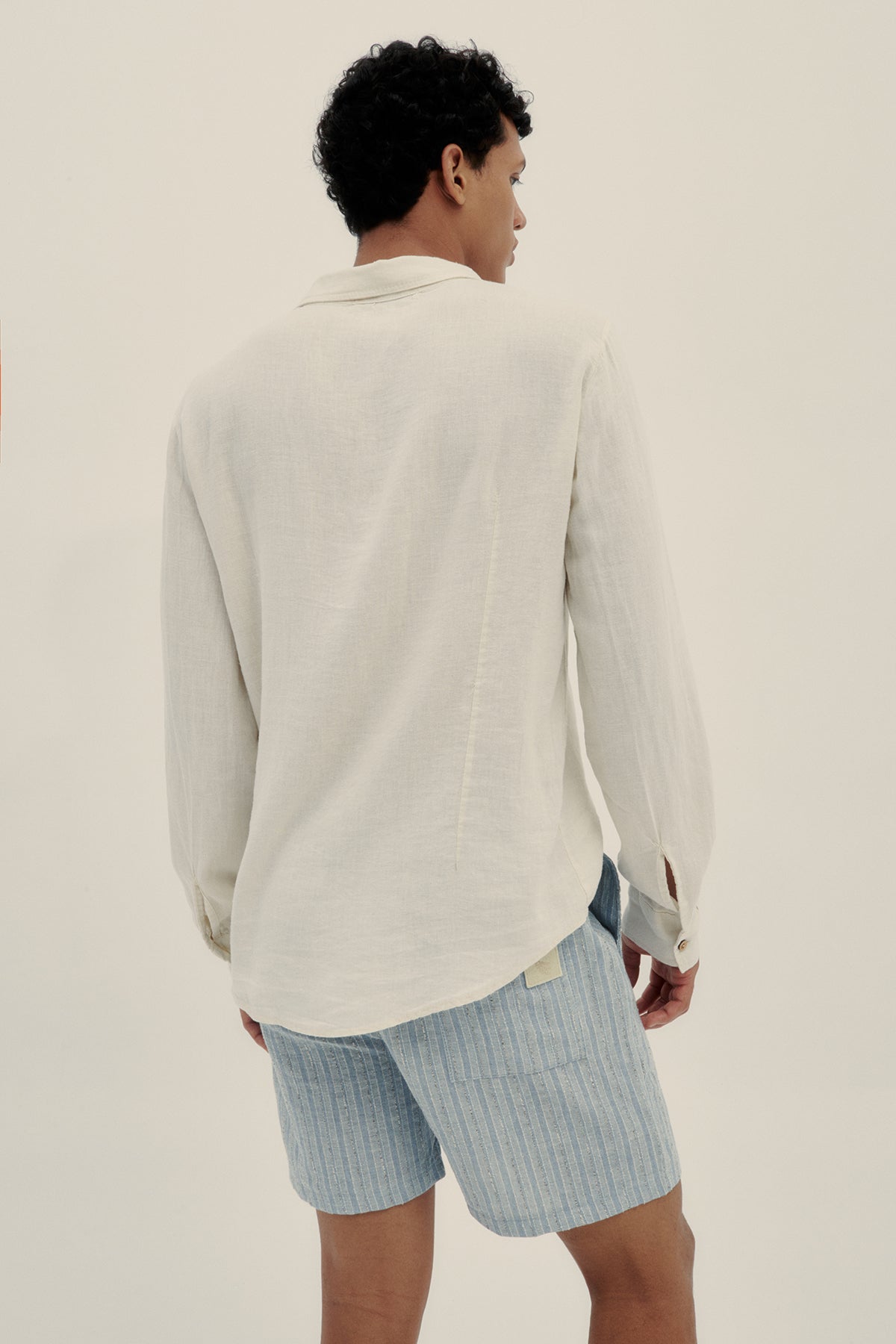 Camisa Manga Larga De Lino Crema - Polonio