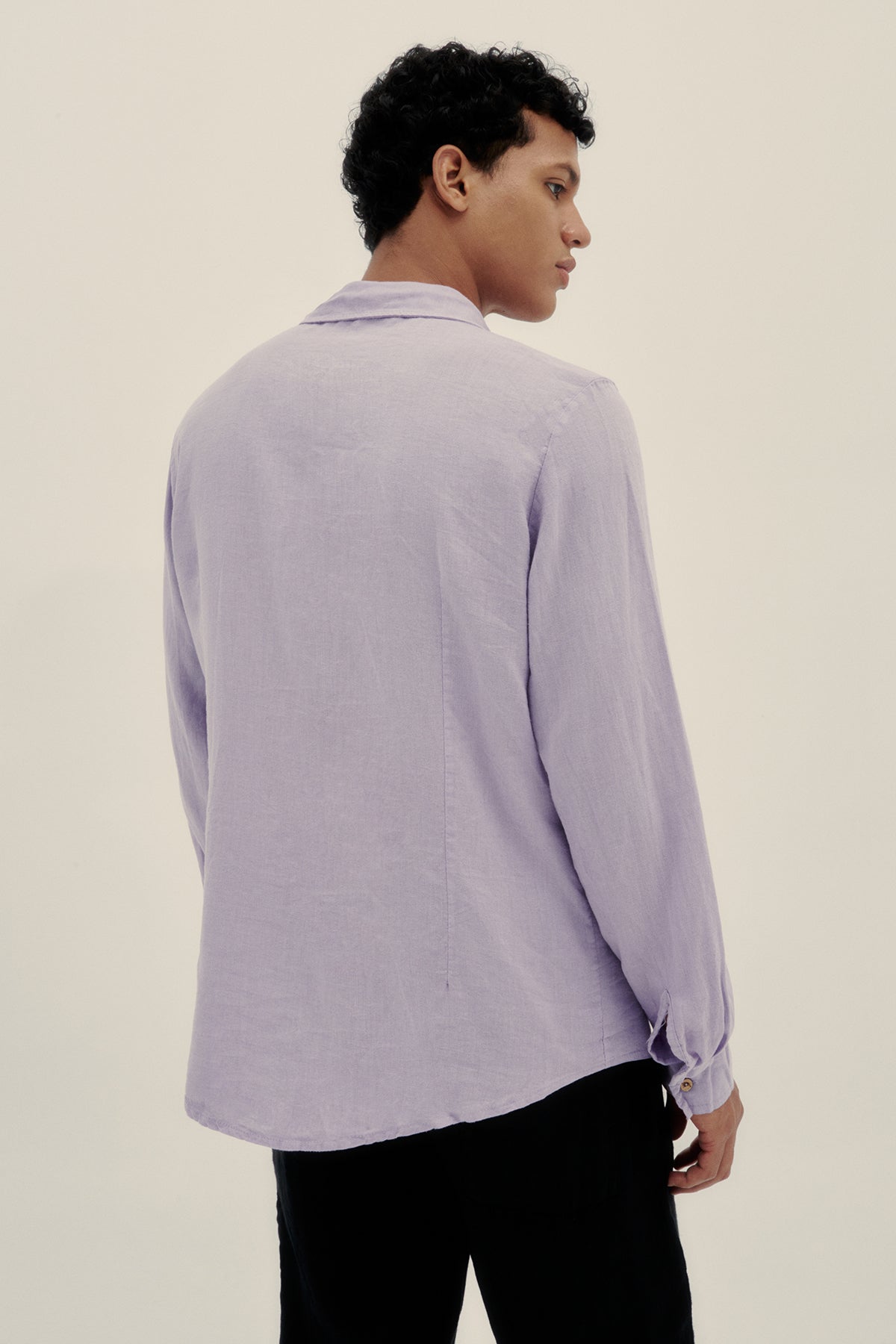 Camisa Manga Larga De Lino Lila - Polonio