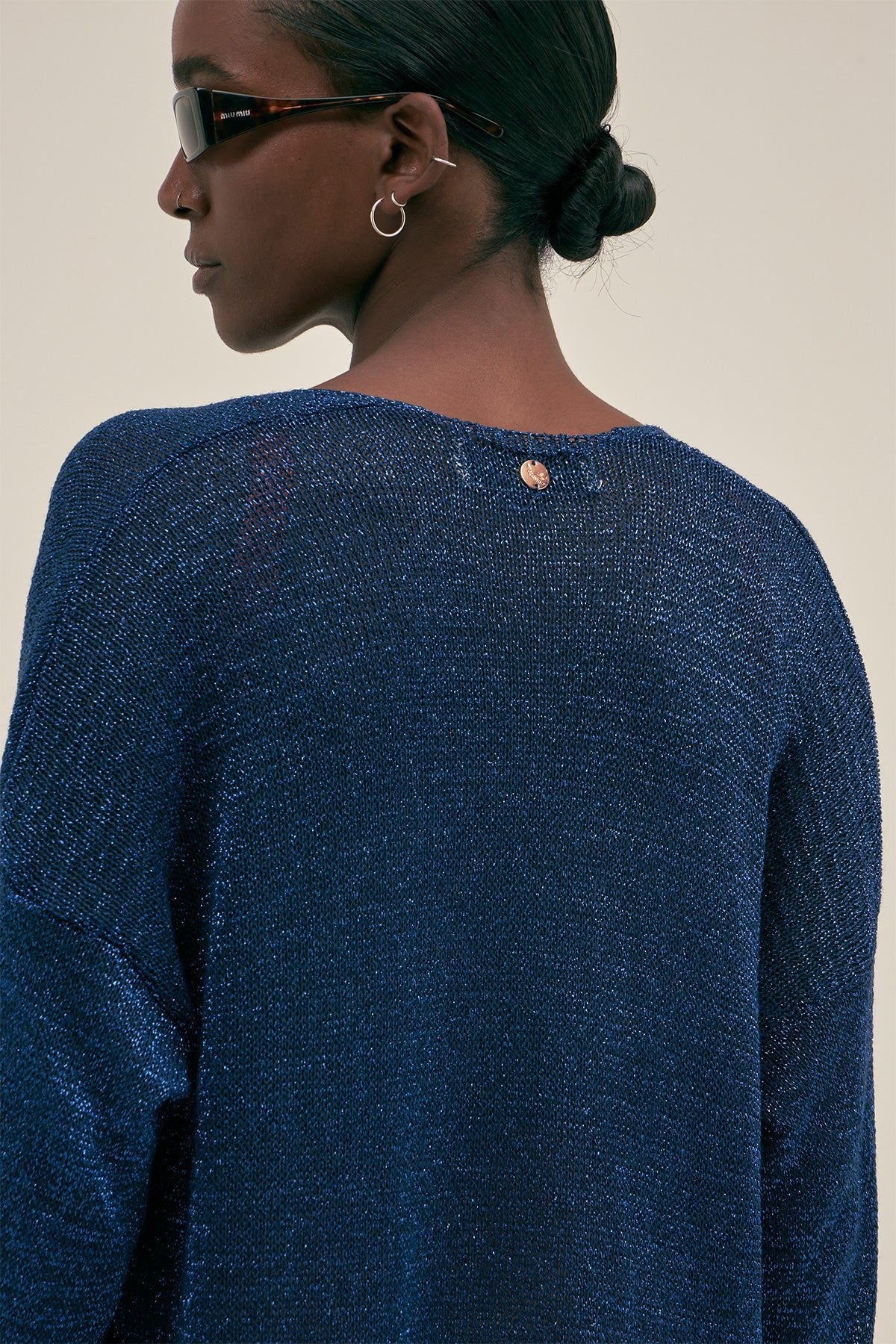 Cardigan Lu Lurex Azul - Polonio