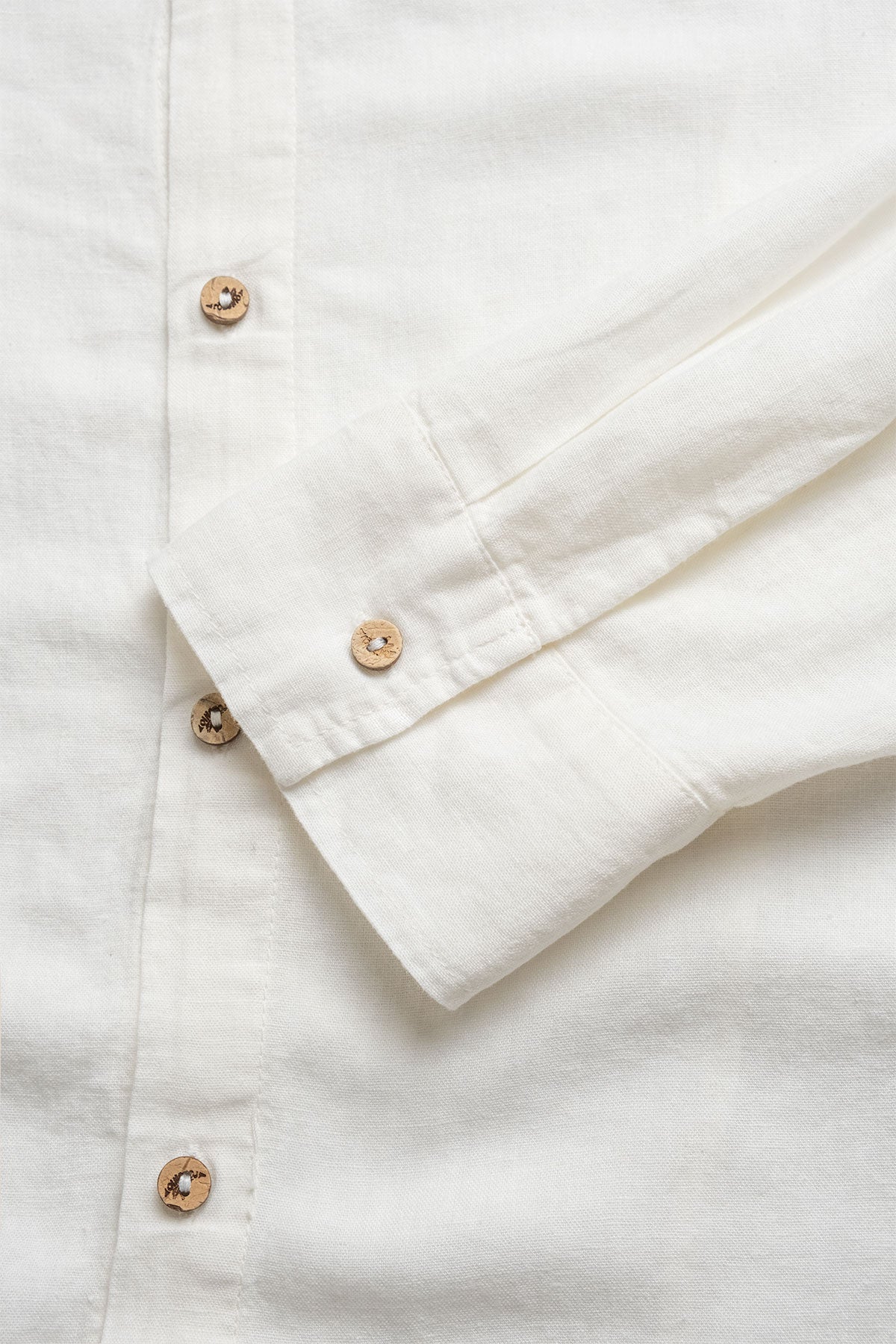 Long Sleeve Linen Cotton Shirt in White