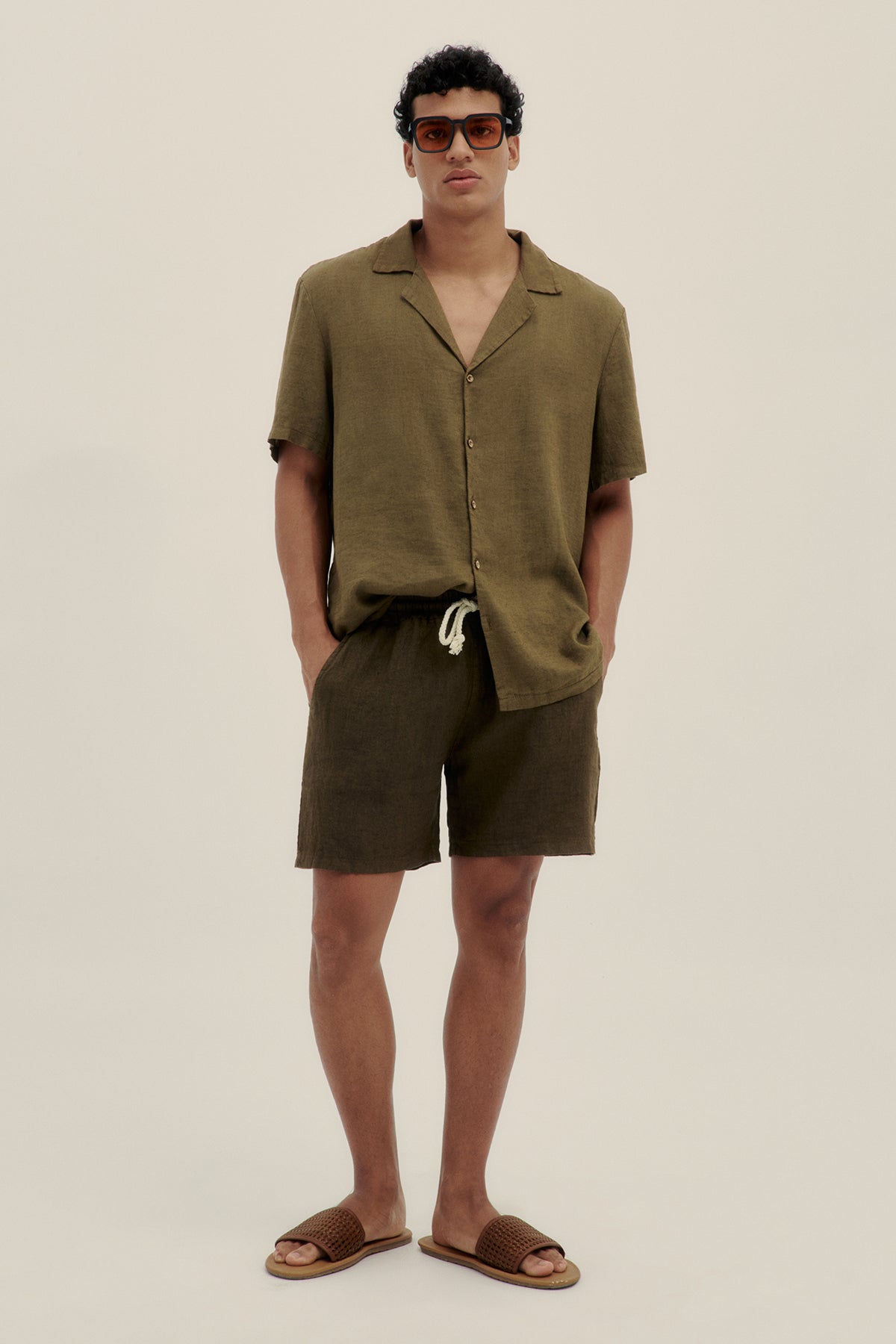 Short 100% Lino Premium Verde - Polonio