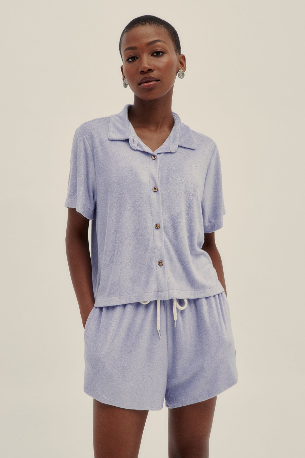 Shorts Vale Terry Lavanda - Polonio