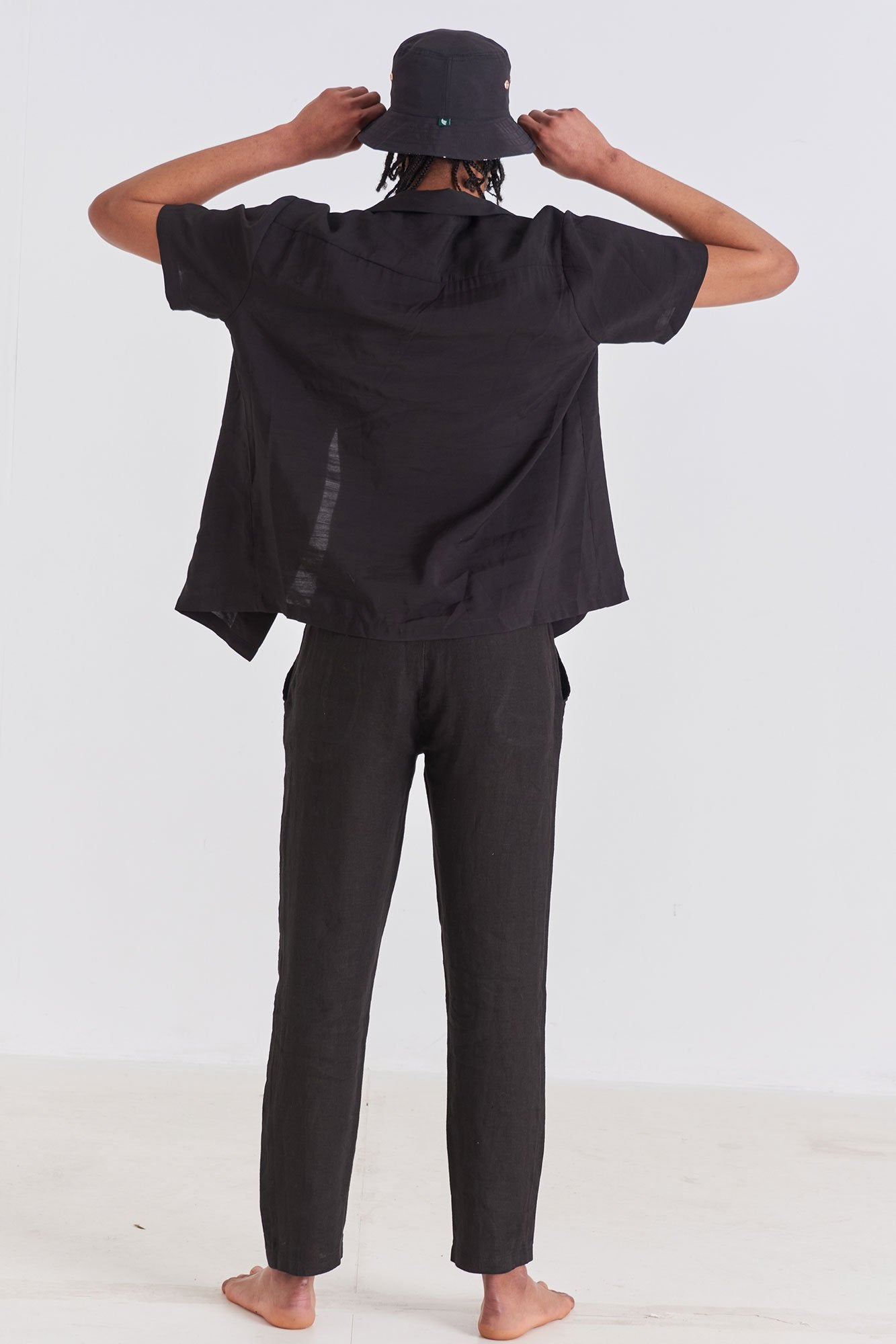 Black Tailored Linen Pants - Polonio