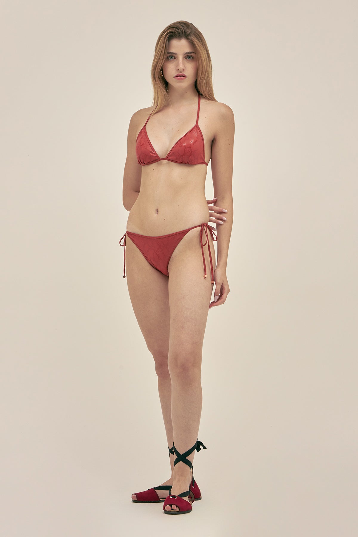 Reversible Vale Bikini Top in Snake Clay