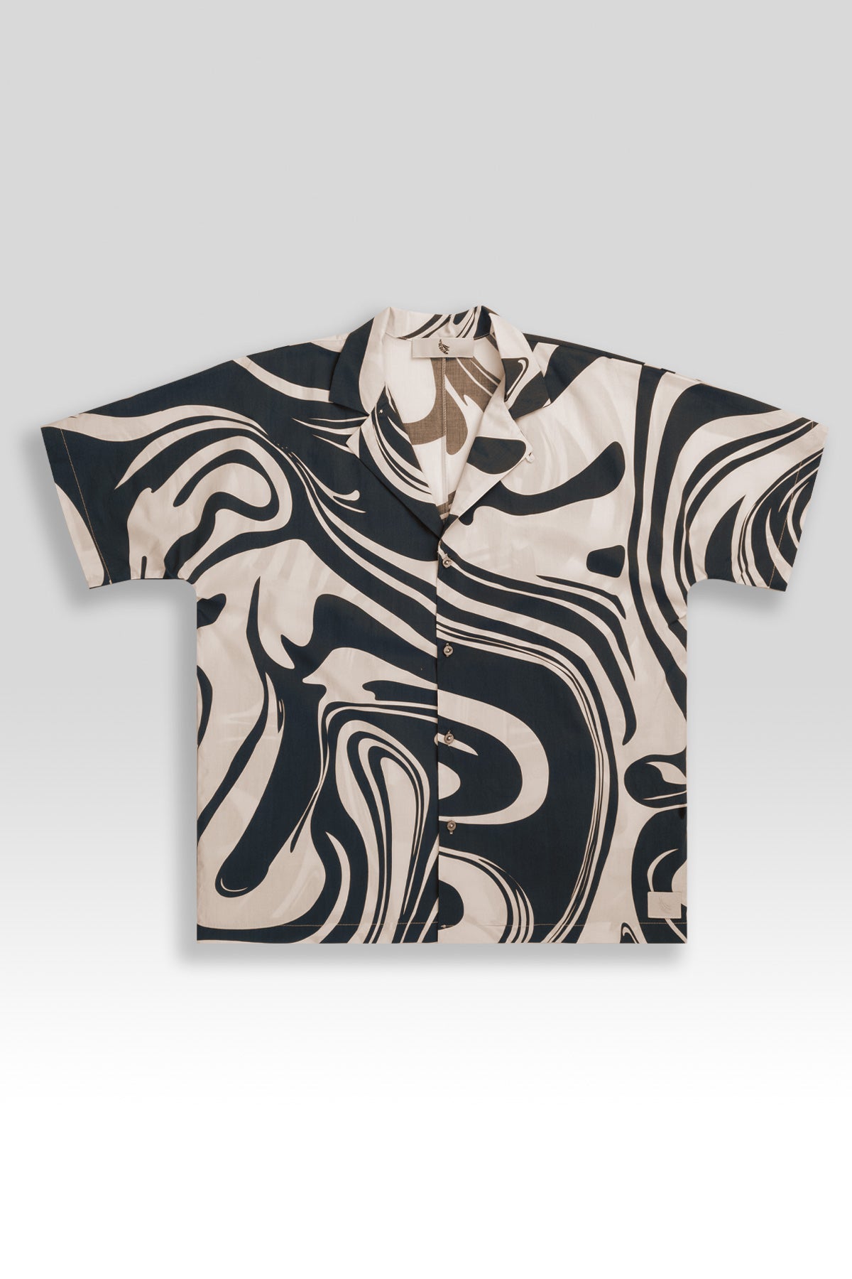 Camisa Convertible Collar Boxy Marble Black - Polonio