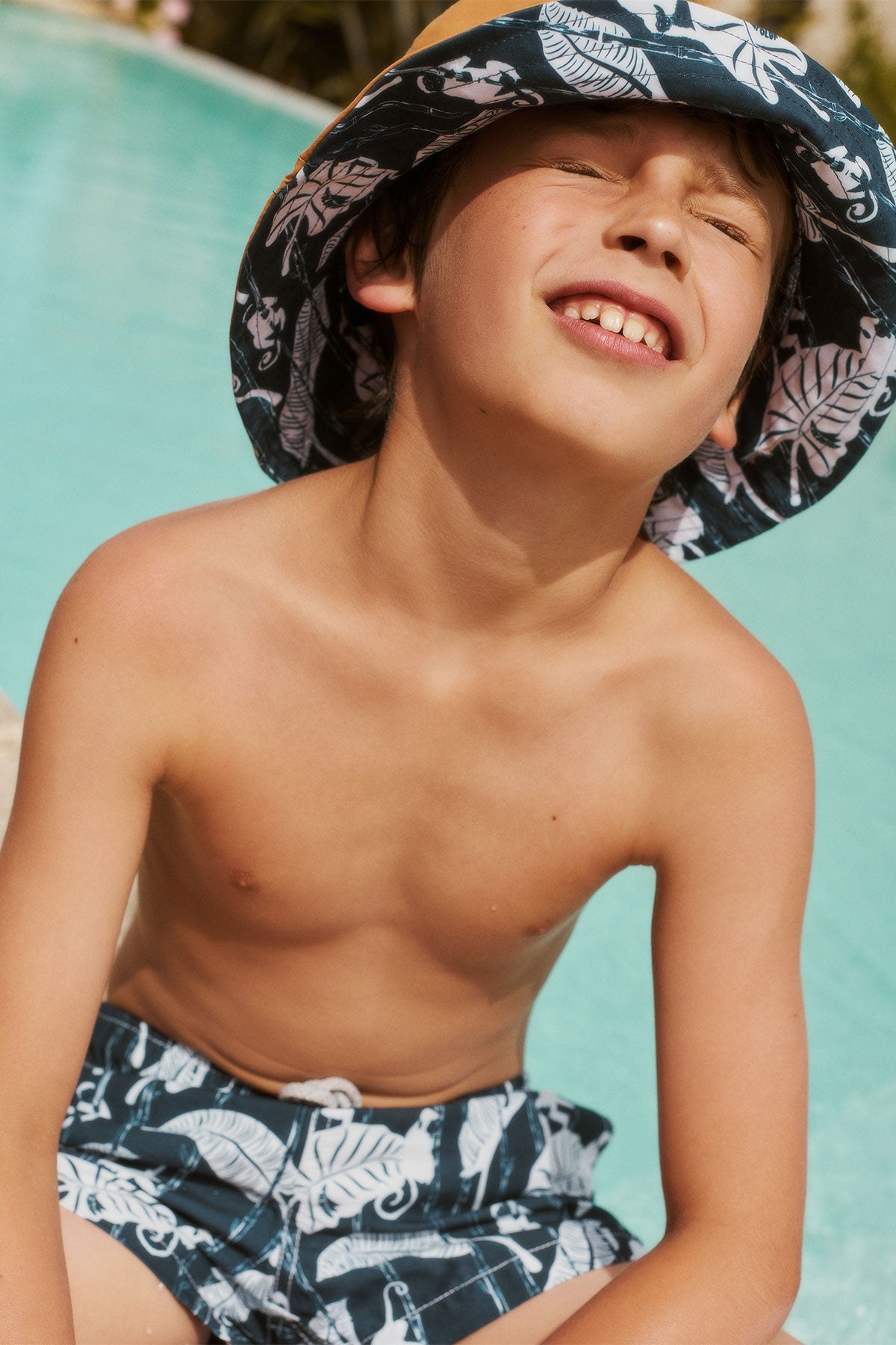 Boys navy clearance swim trunks